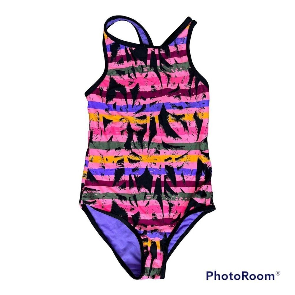 Arizona Jean CO Big Girls' Crisscross One Piece Swimsuit Pink Size 7/8 NWOT (C8)